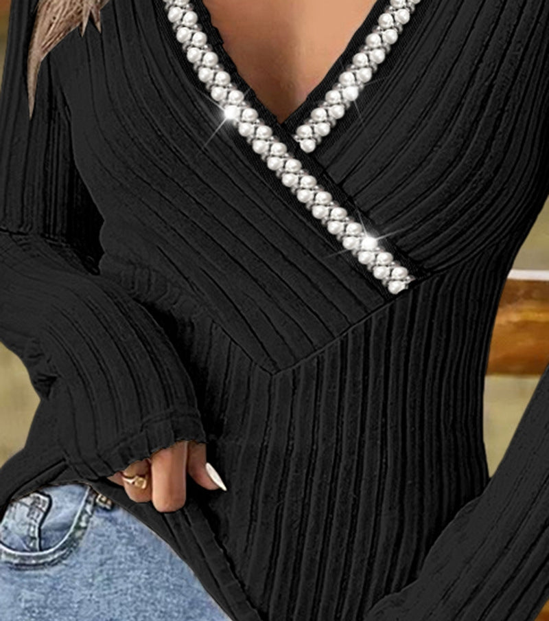 Pull Femme Col V en Tricot Pullover Chandail