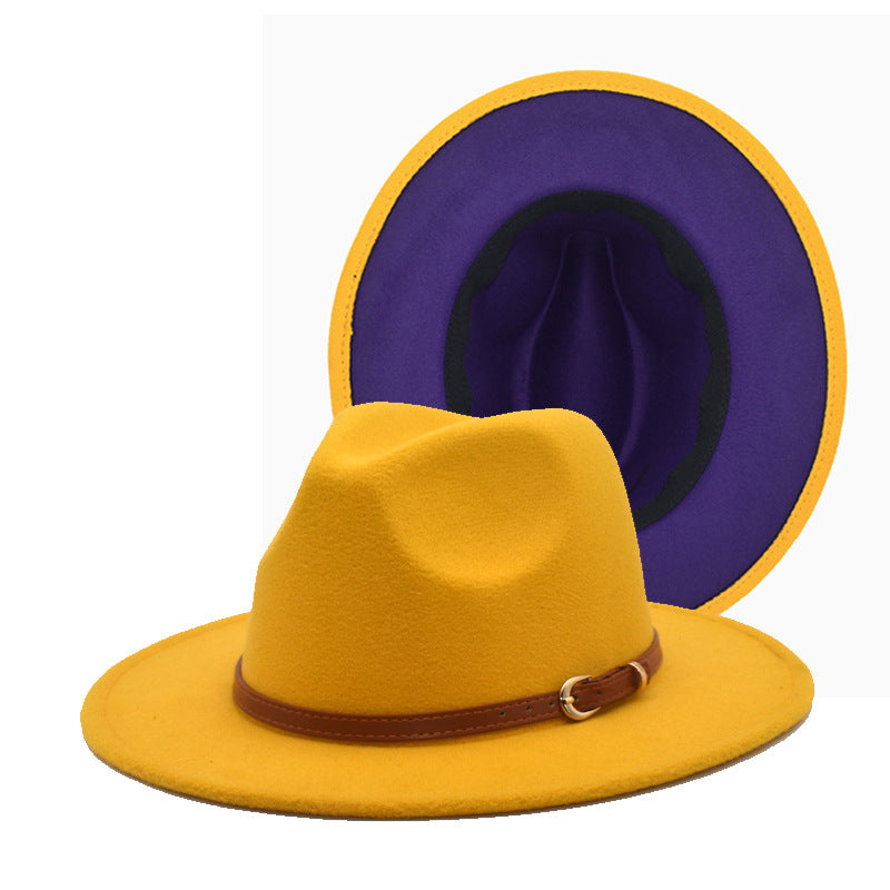 Chapeau Jazz Double Face en Laine pour Homme Couleur Assortie