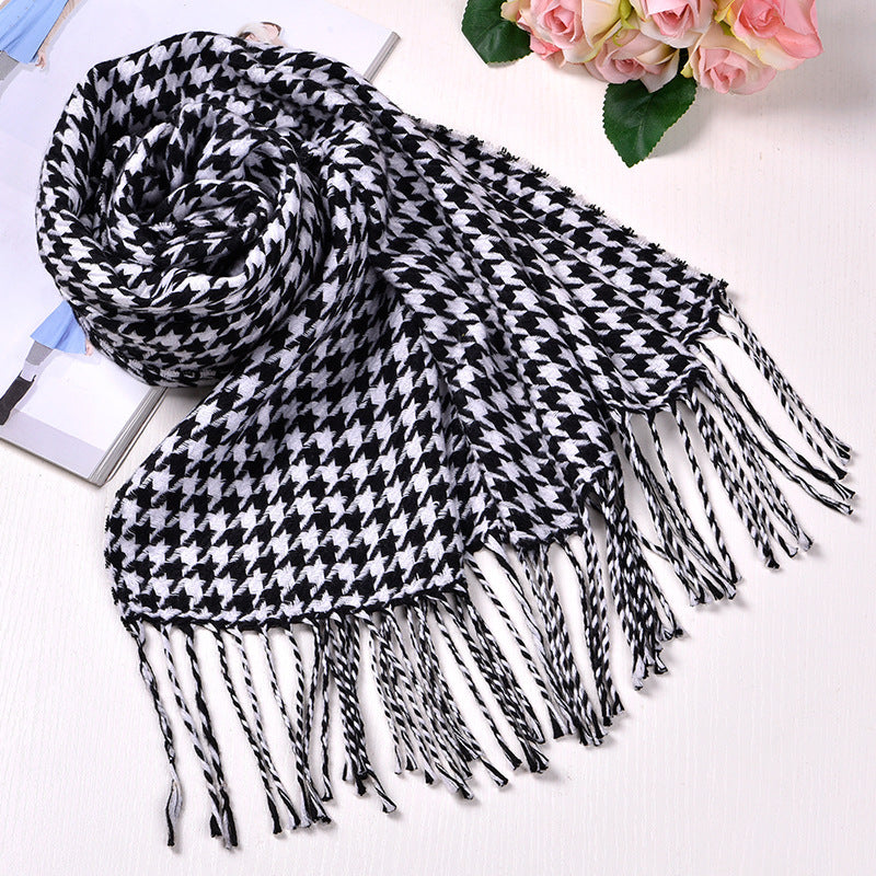 Écharpe à carreaux style britannique pour automne et hiver