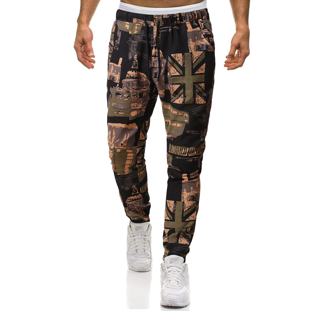 Pantalon sarouel décontracté de grande taille en coton et lin de style ethnique rétro
