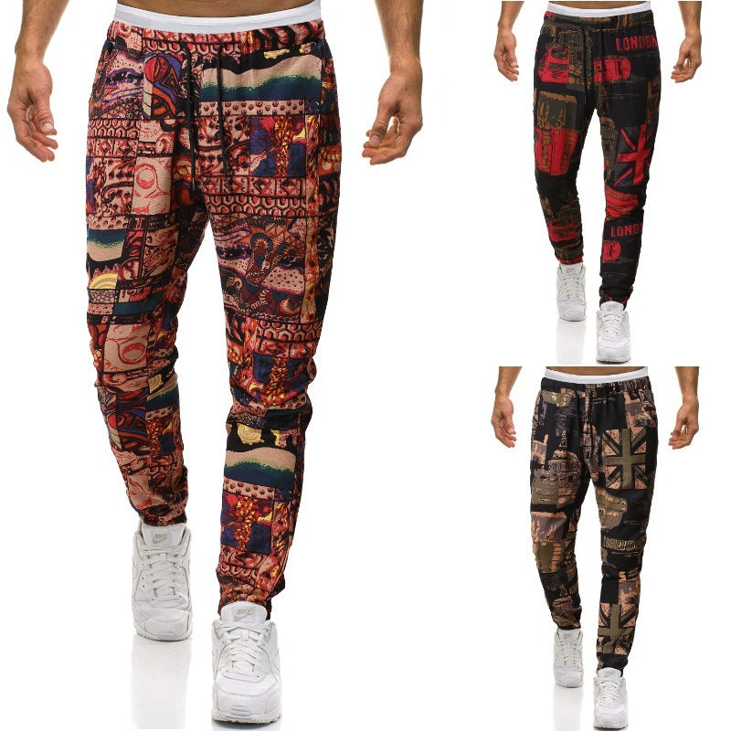 Pantalon sarouel décontracté de grande taille en coton et lin de style ethnique rétro