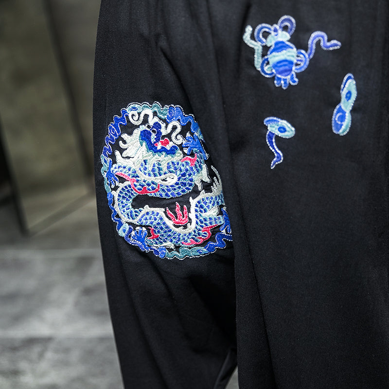 Pantalon décontracté brodé ChaoLong, ample, grande taille, tube droit, entrejambe bas