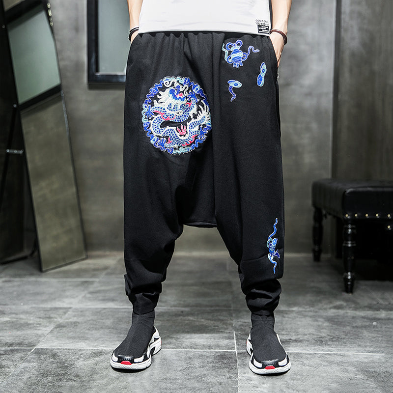 Pantalon décontracté brodé ChaoLong, ample, grande taille, tube droit, entrejambe bas