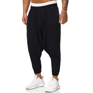 Pantalon en lin décontracté de couleur unie en coton et lin