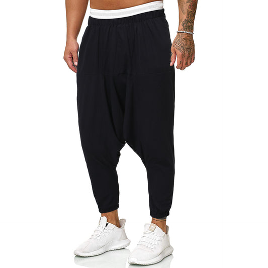 Pantalon en lin décontracté de couleur unie en coton et lin