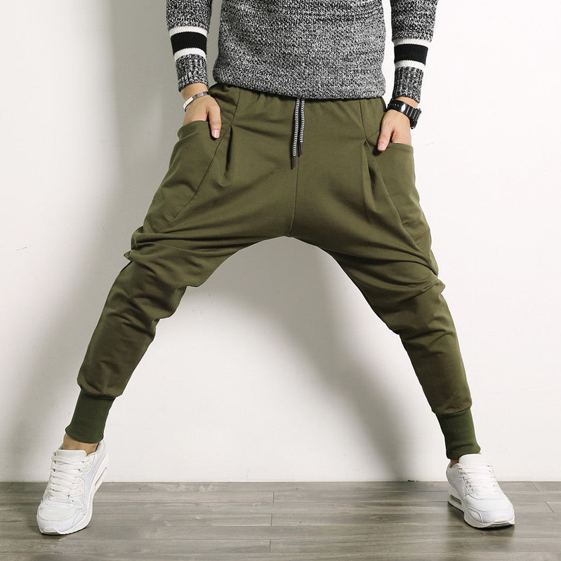 Pantalon à bretelles sarouel japonais de couleur unie
