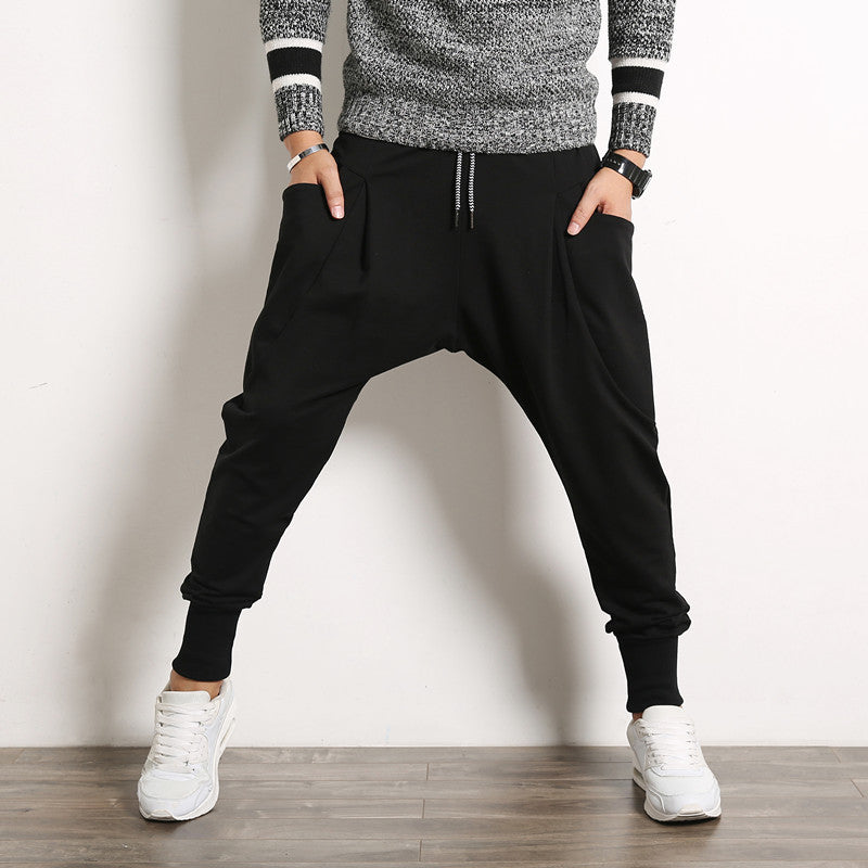 Pantalon à bretelles sarouel japonais de couleur unie