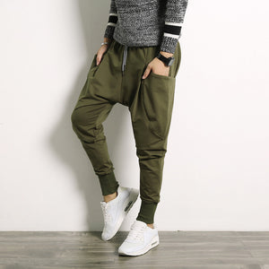Pantalon à bretelles sarouel japonais de couleur unie
