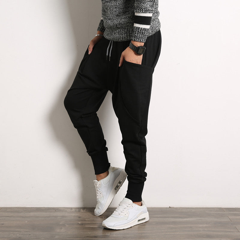 Pantalon à bretelles sarouel japonais de couleur unie
