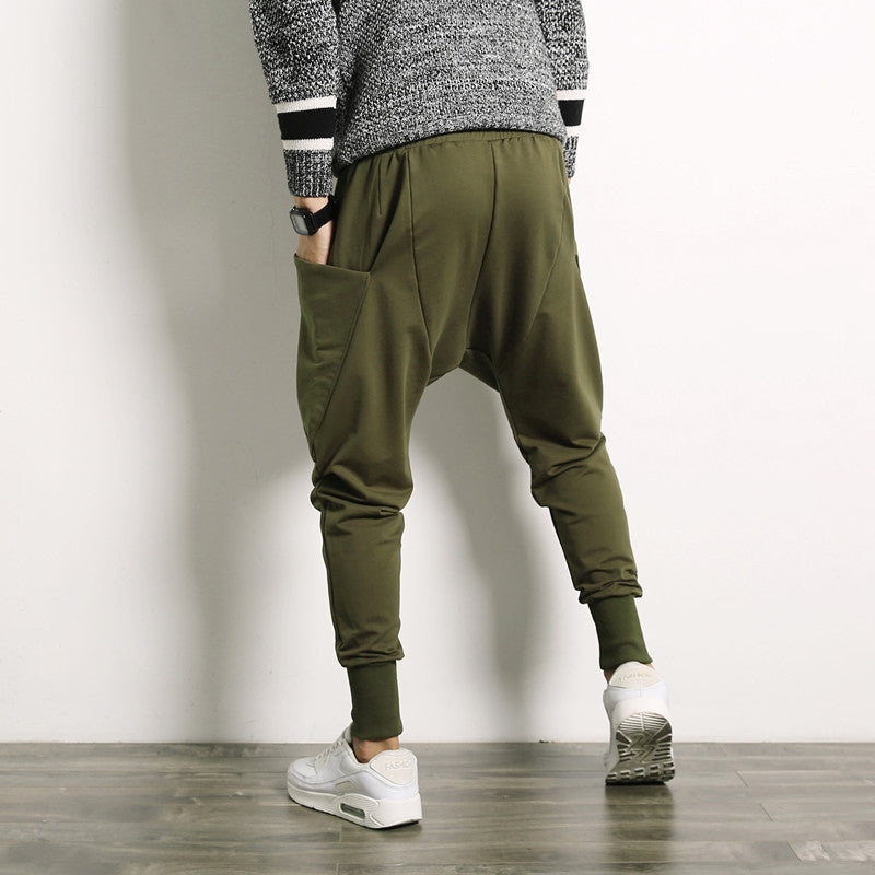 Pantalon à bretelles sarouel japonais de couleur unie