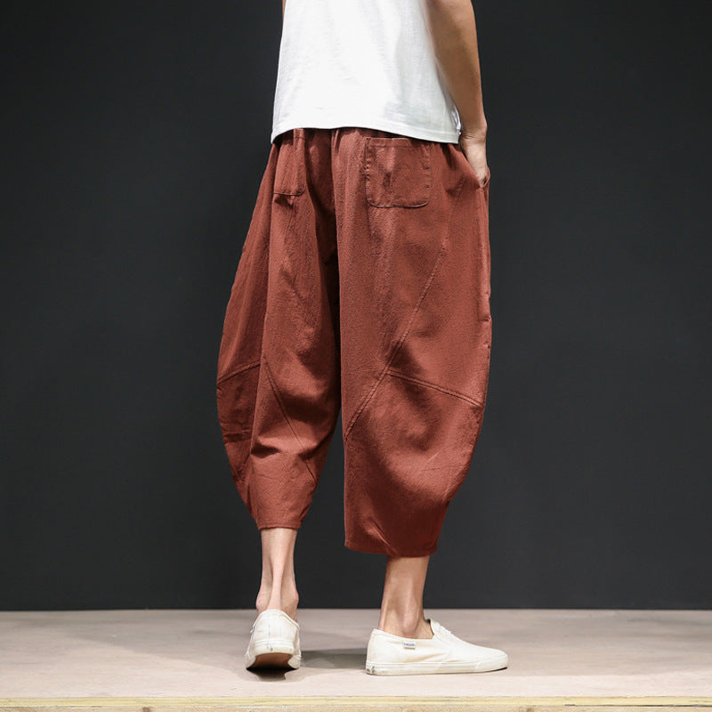 Pantalon bouffant court ample à jambes larges pour hommes