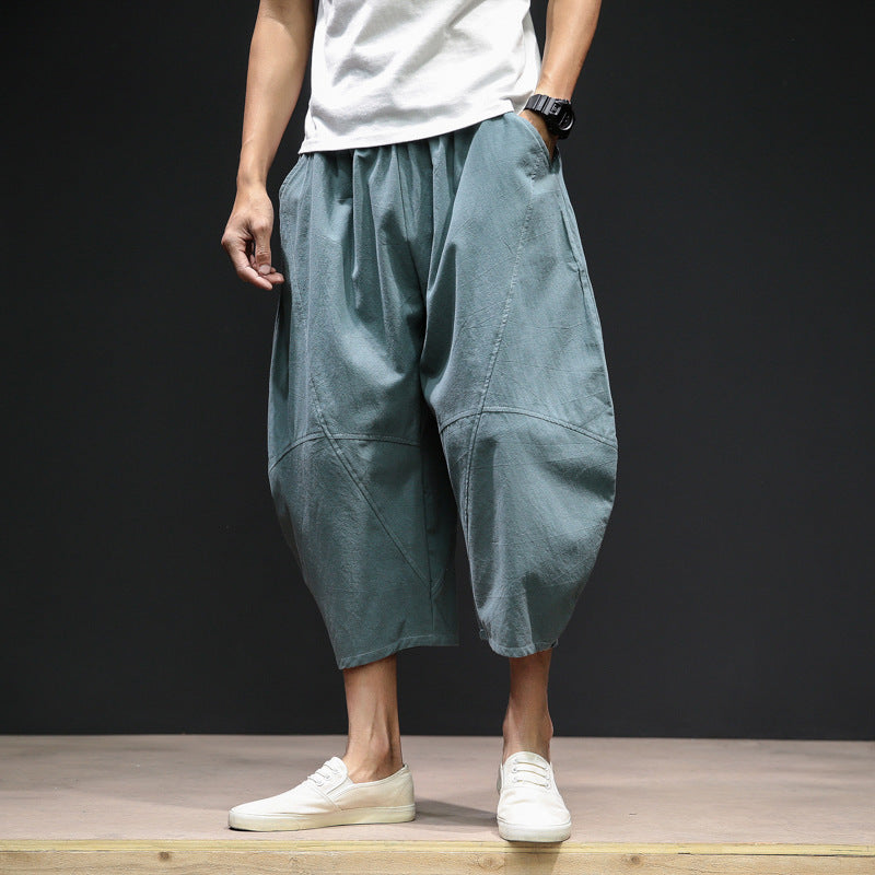 Pantalon bouffant court ample à jambes larges pour hommes