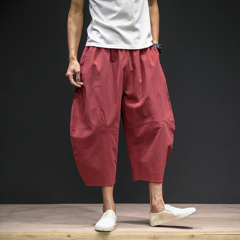 Pantalon bouffant court ample à jambes larges pour hommes