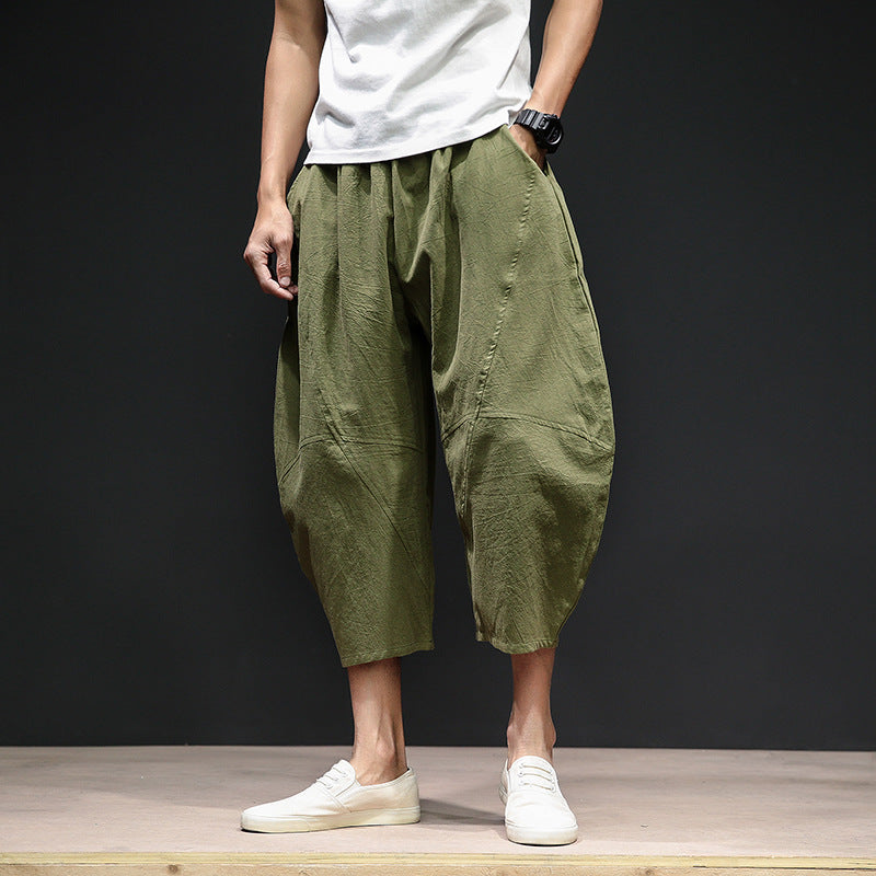 Pantalon bouffant court ample à jambes larges pour hommes