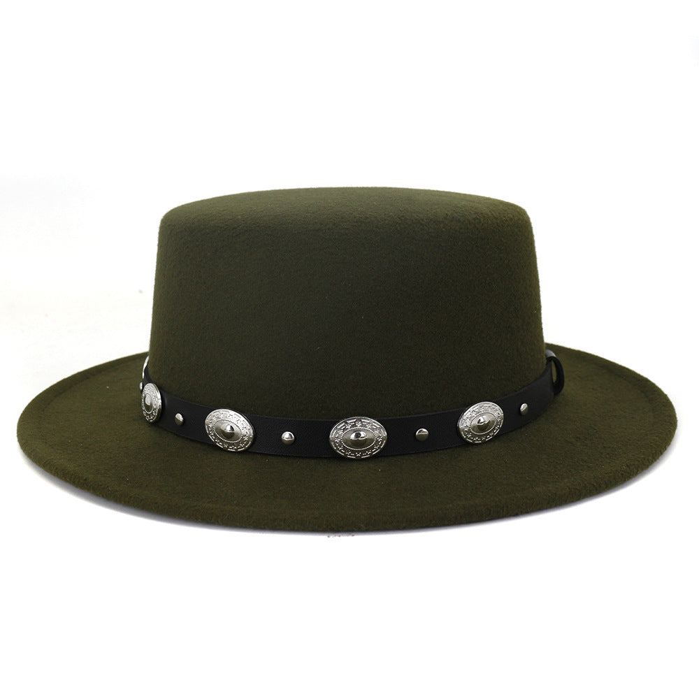Chapeau de Jazz en laine chaude et Simple, décontracté, assorti avec tout, mode britannique, boucle en métal