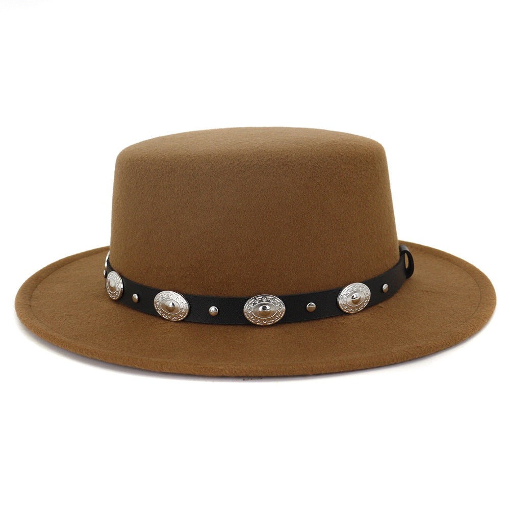 Chapeau de Jazz en laine chaude et Simple, décontracté, assorti avec tout, mode britannique, boucle en métal