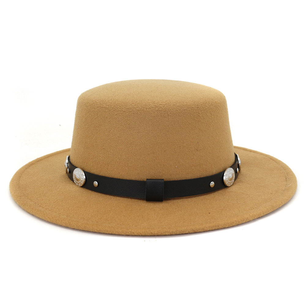 Chapeau de Jazz en laine chaude et Simple, décontracté, assorti avec tout, mode britannique, boucle en métal