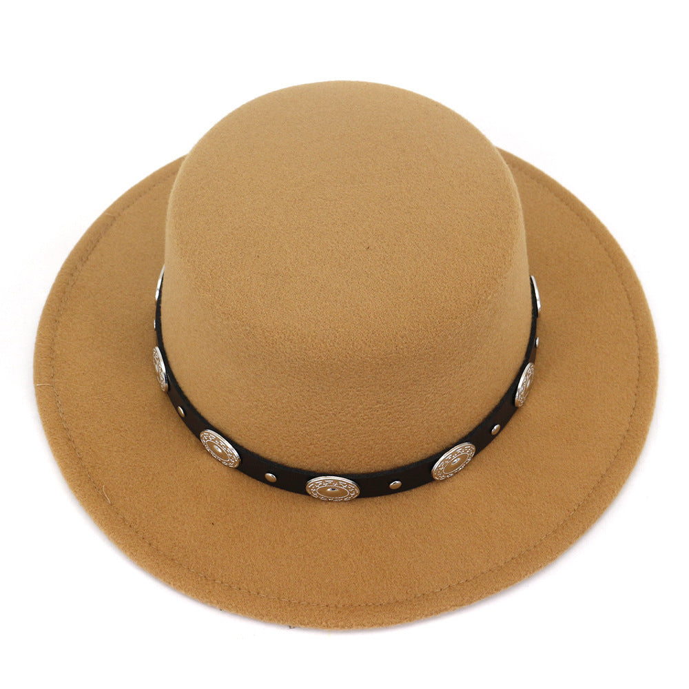 Chapeau de Jazz en laine chaude et Simple, décontracté, assorti avec tout, mode britannique, boucle en métal