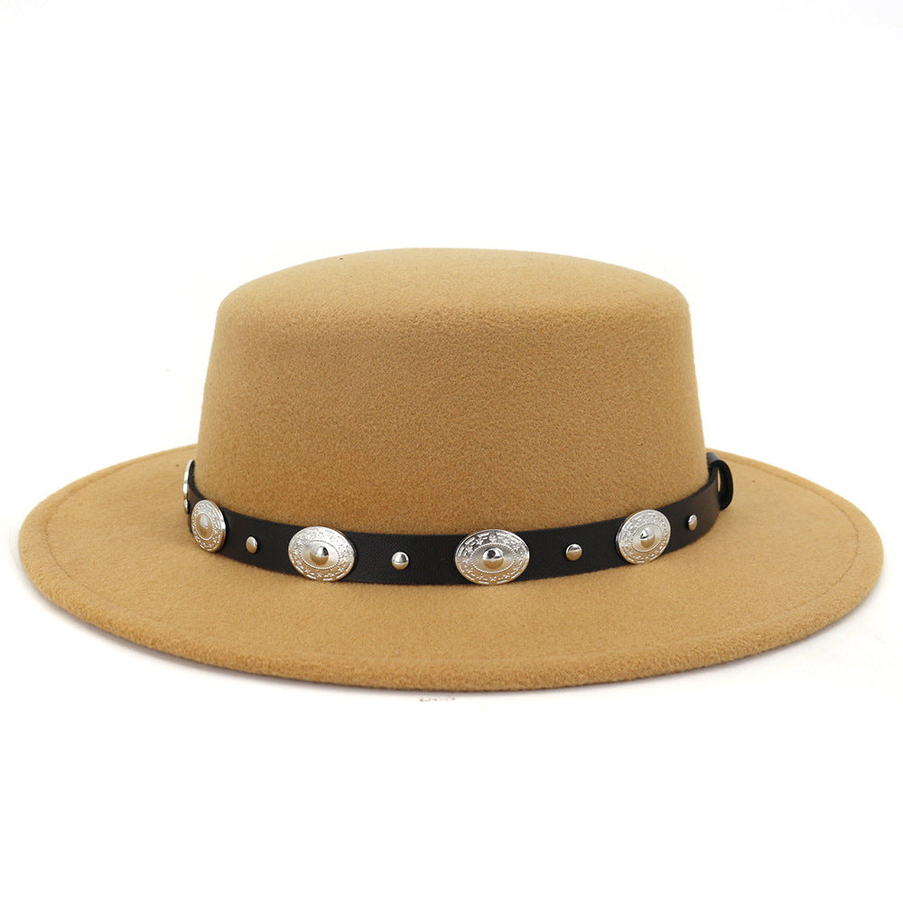 Chapeau de Jazz en laine chaude et Simple, décontracté, assorti avec tout, mode britannique, boucle en métal