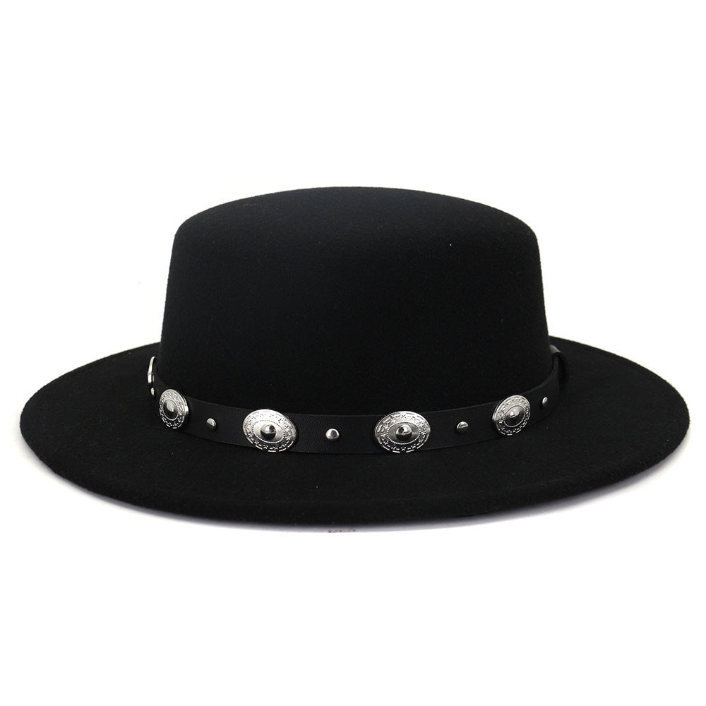 Chapeau de Jazz en laine chaude et Simple, décontracté, assorti avec tout, mode britannique, boucle en métal
