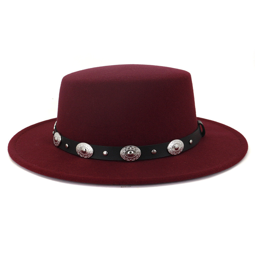 Chapeau de Jazz en laine chaude et Simple, décontracté, assorti avec tout, mode britannique, boucle en métal