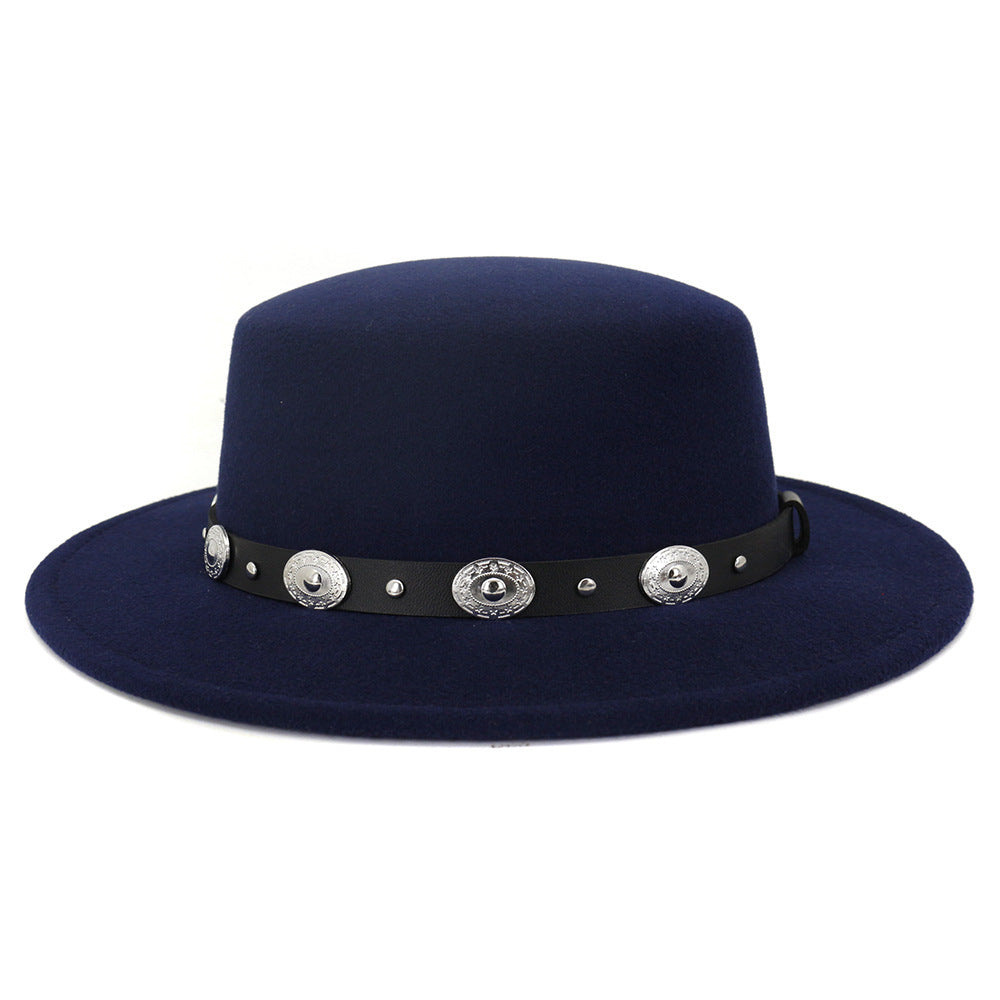 Chapeau de Jazz en laine chaude et Simple, décontracté, assorti avec tout, mode britannique, boucle en métal