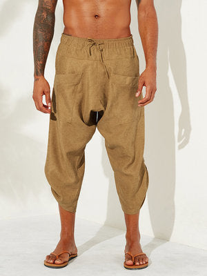 Pantalon court ample avec pieds bouquet homme