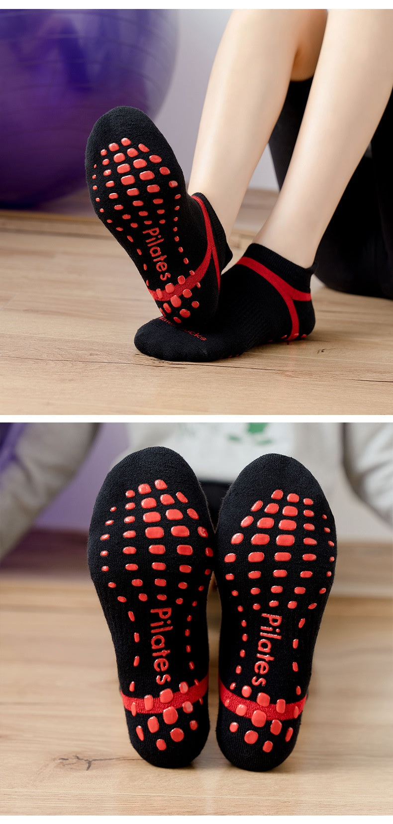 Socquettes  pour homme et femmes de haute qualité pour Pilates, et chaussettes de Yoga antidérapantes.