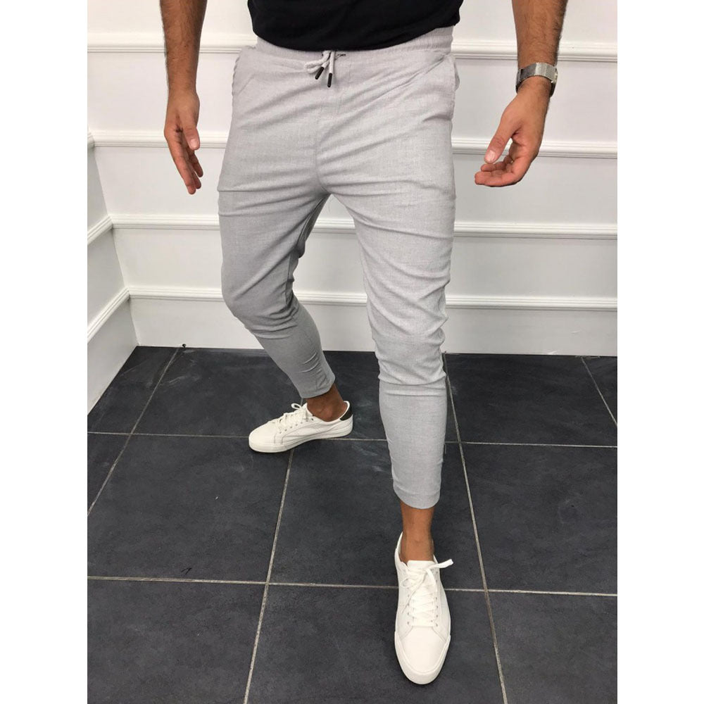 Pantalon décontracté à lacets couleur unie pantalon de jogging