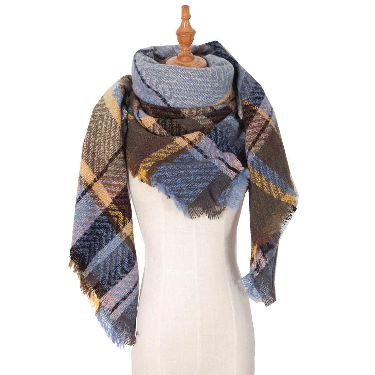 Châle écharpe (Automne Et Hiver) style "Grand Triangle à carreaux"