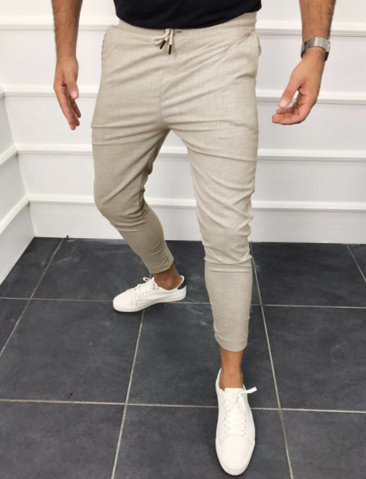 Pantalon décontracté à lacets couleur unie pantalon de jogging