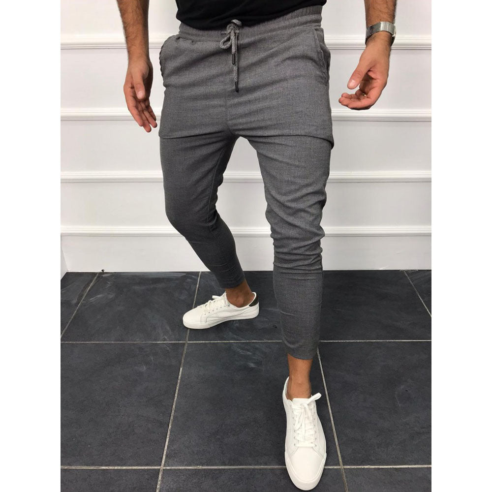 Pantalon décontracté à lacets couleur unie pantalon de jogging