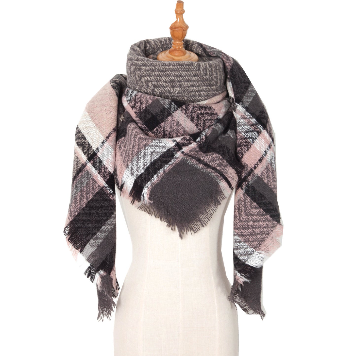 Châle écharpe (Automne Et Hiver) style "Grand Triangle à carreaux"