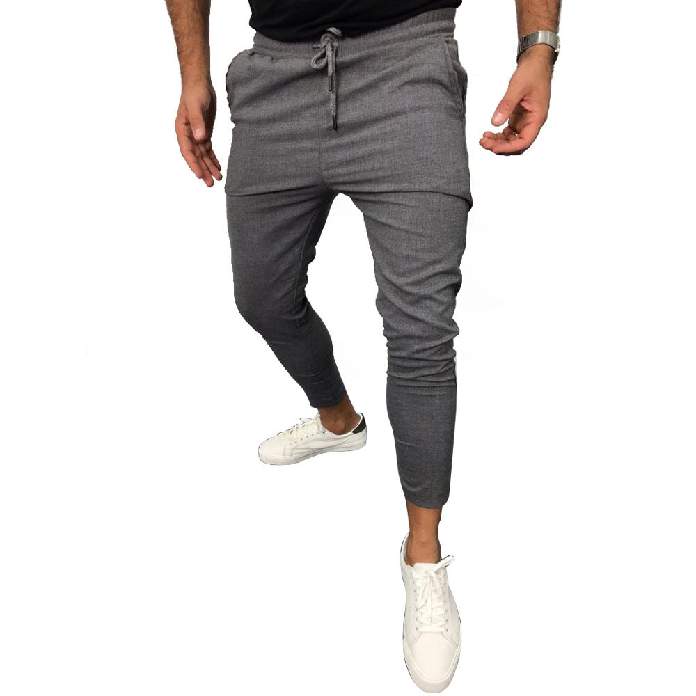 Pantalon décontracté à lacets couleur unie pantalon de jogging