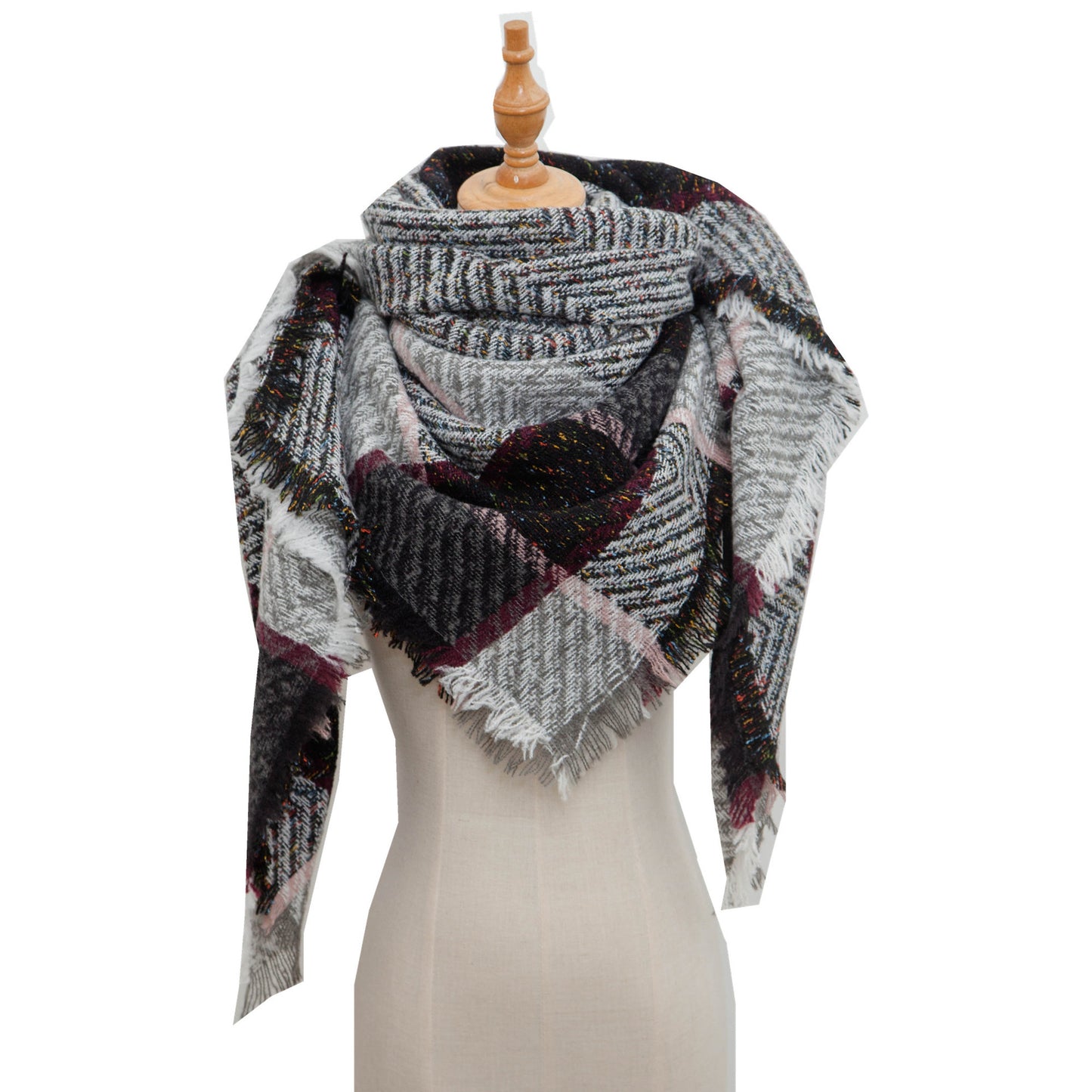 Châle écharpe (Automne Et Hiver) style "Grand Triangle à carreaux"