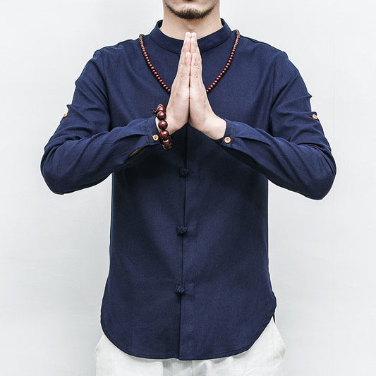 Chemise à manches longues en lin pour hommes