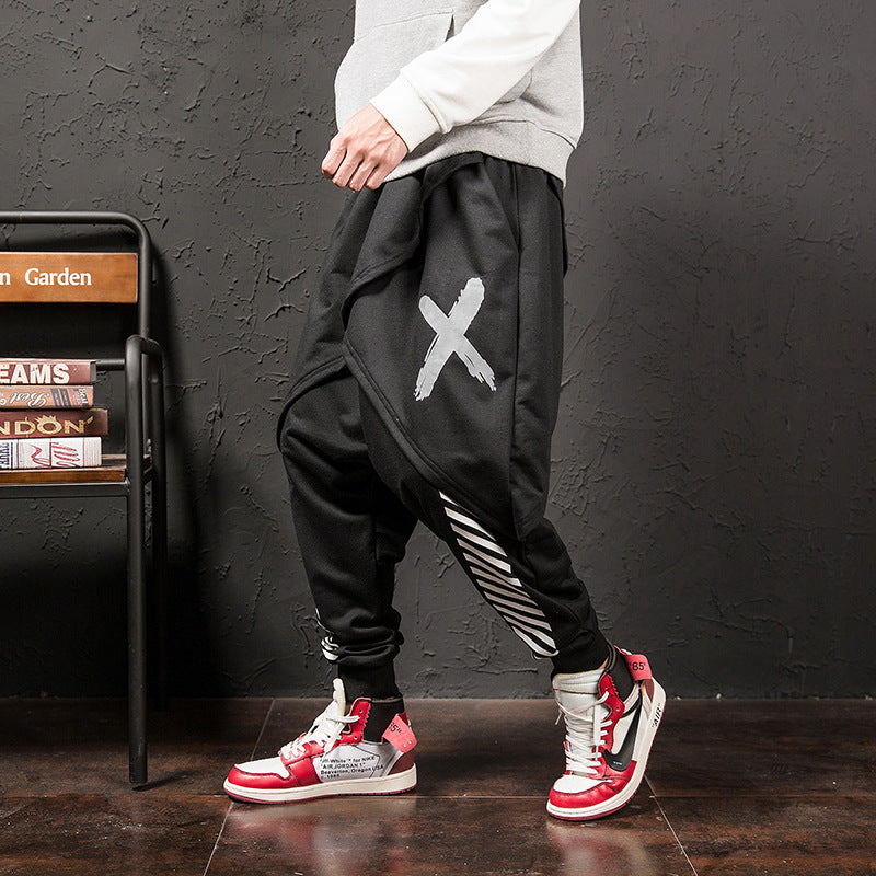 Pantalon décontracté imprimé tendance hip-hop japonais pour hommes