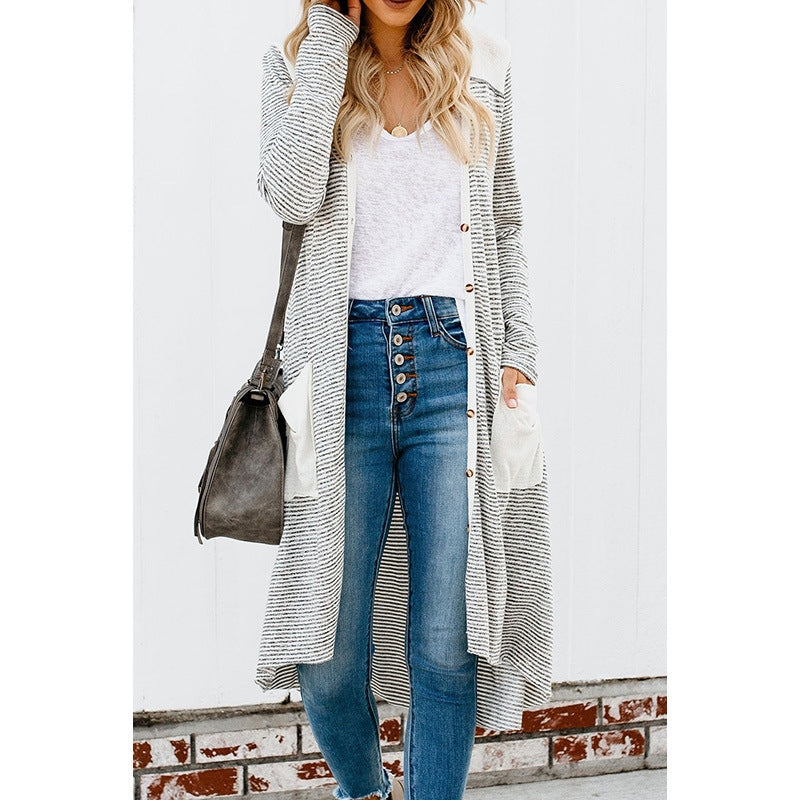 Manteau pull mi-long, pull ample de couleur unie pour femme, automne/hiver
