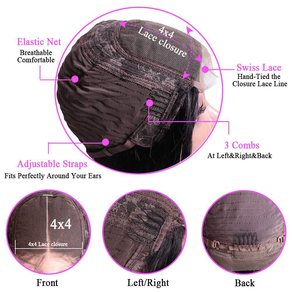 Perruque naturelle de Cheveux  (Dentelle Noir)