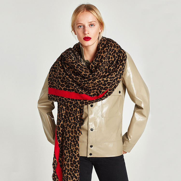 Écharpe d'hiver pour femme - Pashmina - Grande écharpe - Imprimé léopard.