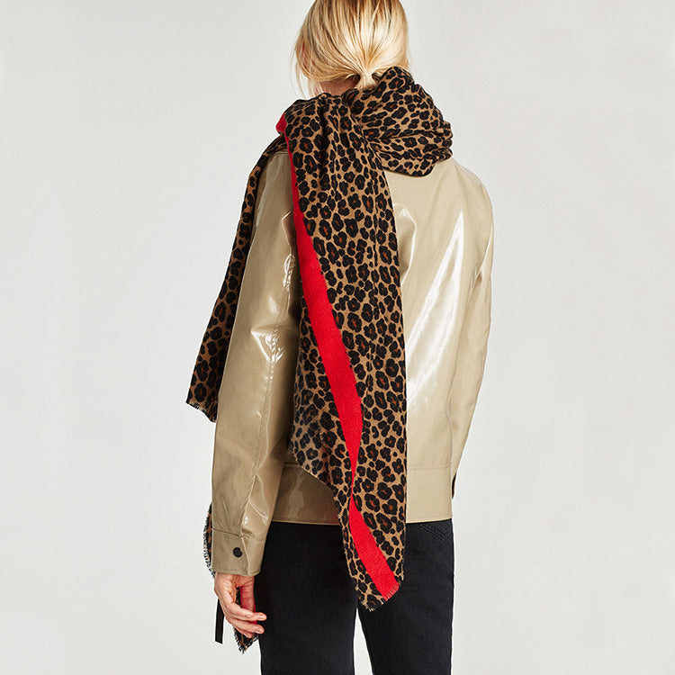 Écharpe d'hiver pour femme - Pashmina - Grande écharpe - Imprimé léopard.