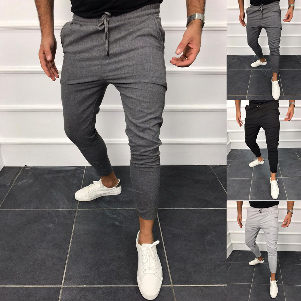 Pantalon décontracté à lacets couleur unie pantalon de jogging