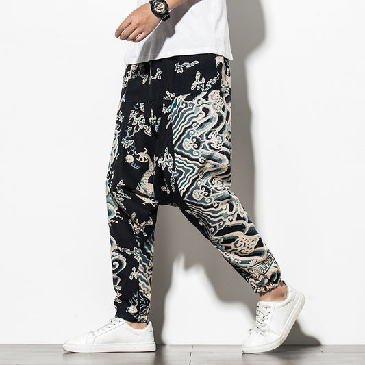 Pantalon de pied d'été chinois pour hommes, pantalon d'engraissement