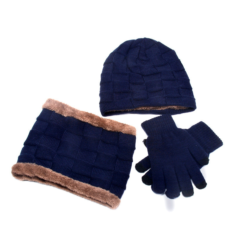 Chapeau, écharpe et Gants Trois pièces en velours Tricoté pour hommes