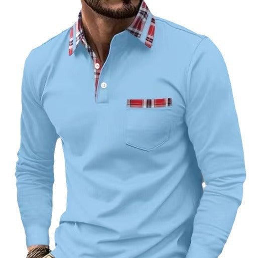 Sweat-shirt à manches longues pour hommes avec poche boutonnée d'automne