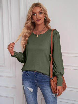 Chemise pour femme avec manchette Décorative ample et col rond
