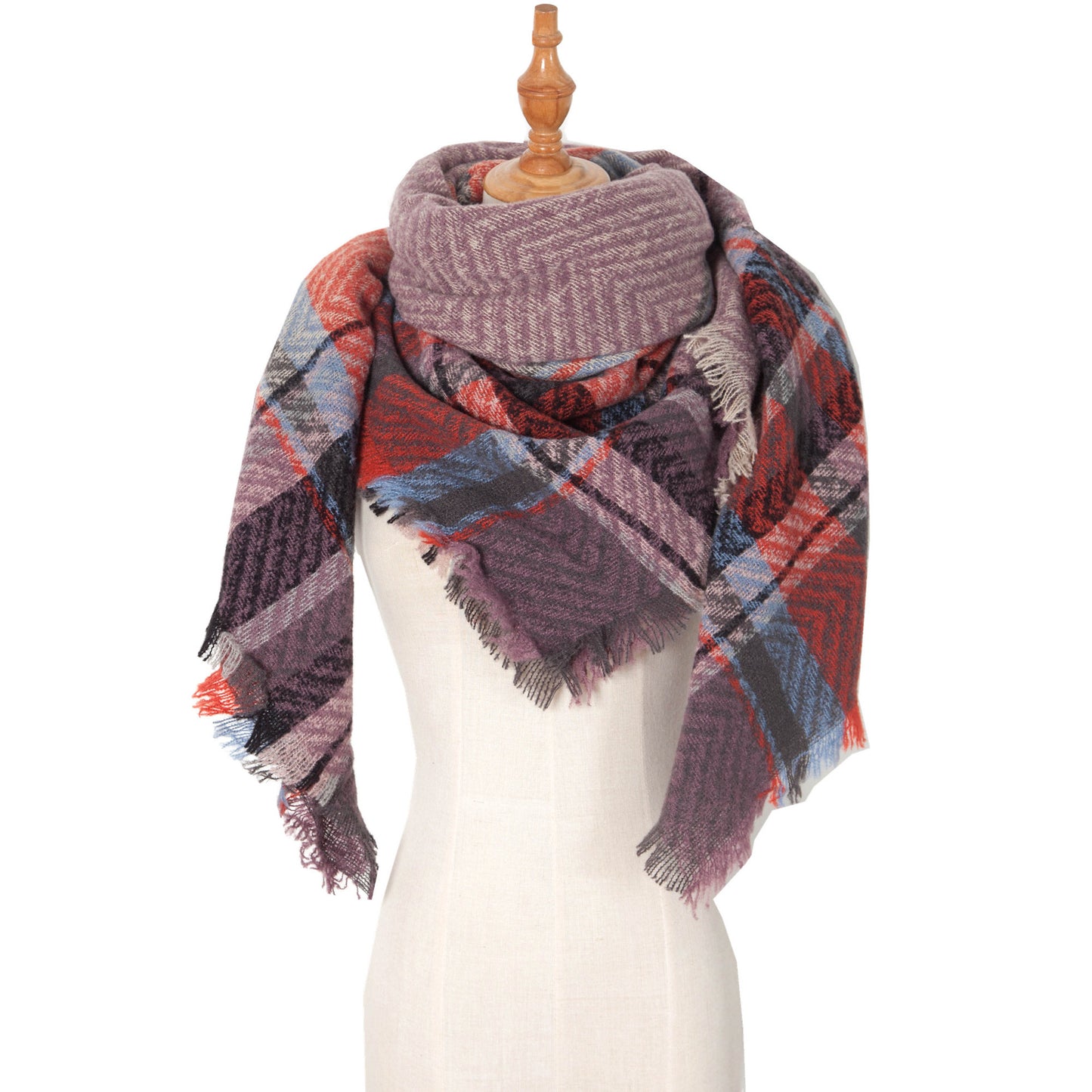 Châle écharpe (Automne Et Hiver) style "Grand Triangle à carreaux"