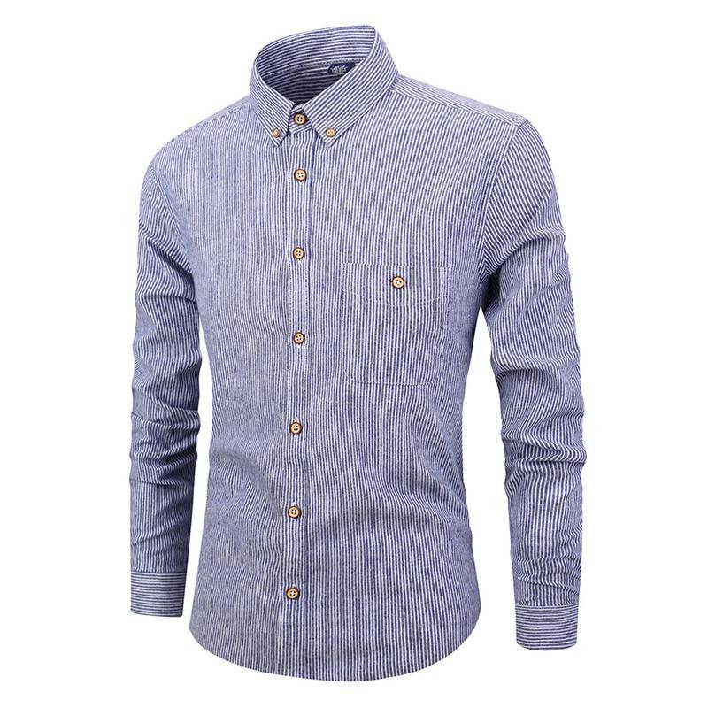 Chemise rayée à manches longues pour hommes