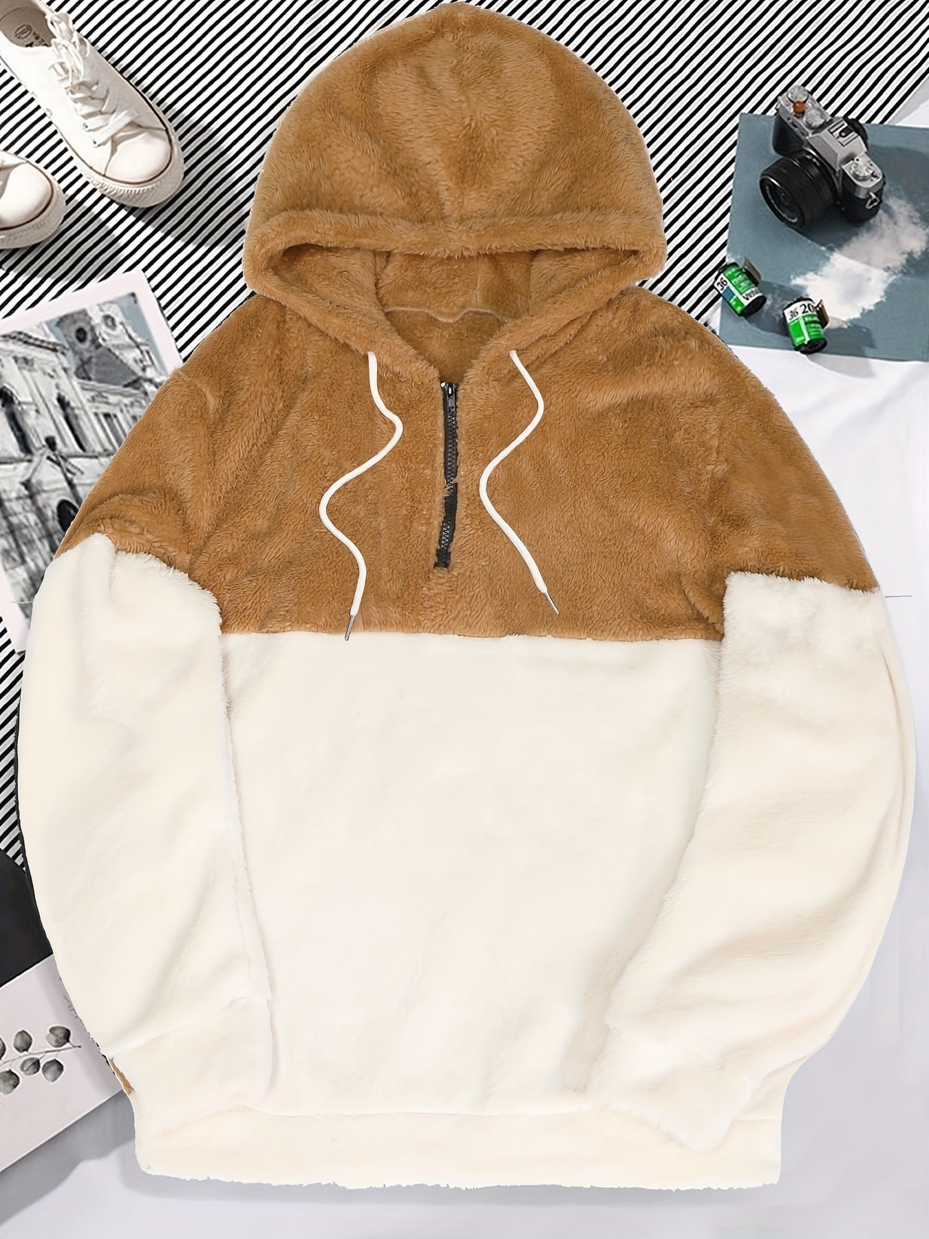 Sweat à capuche mi-fermeture à glissière pour homme