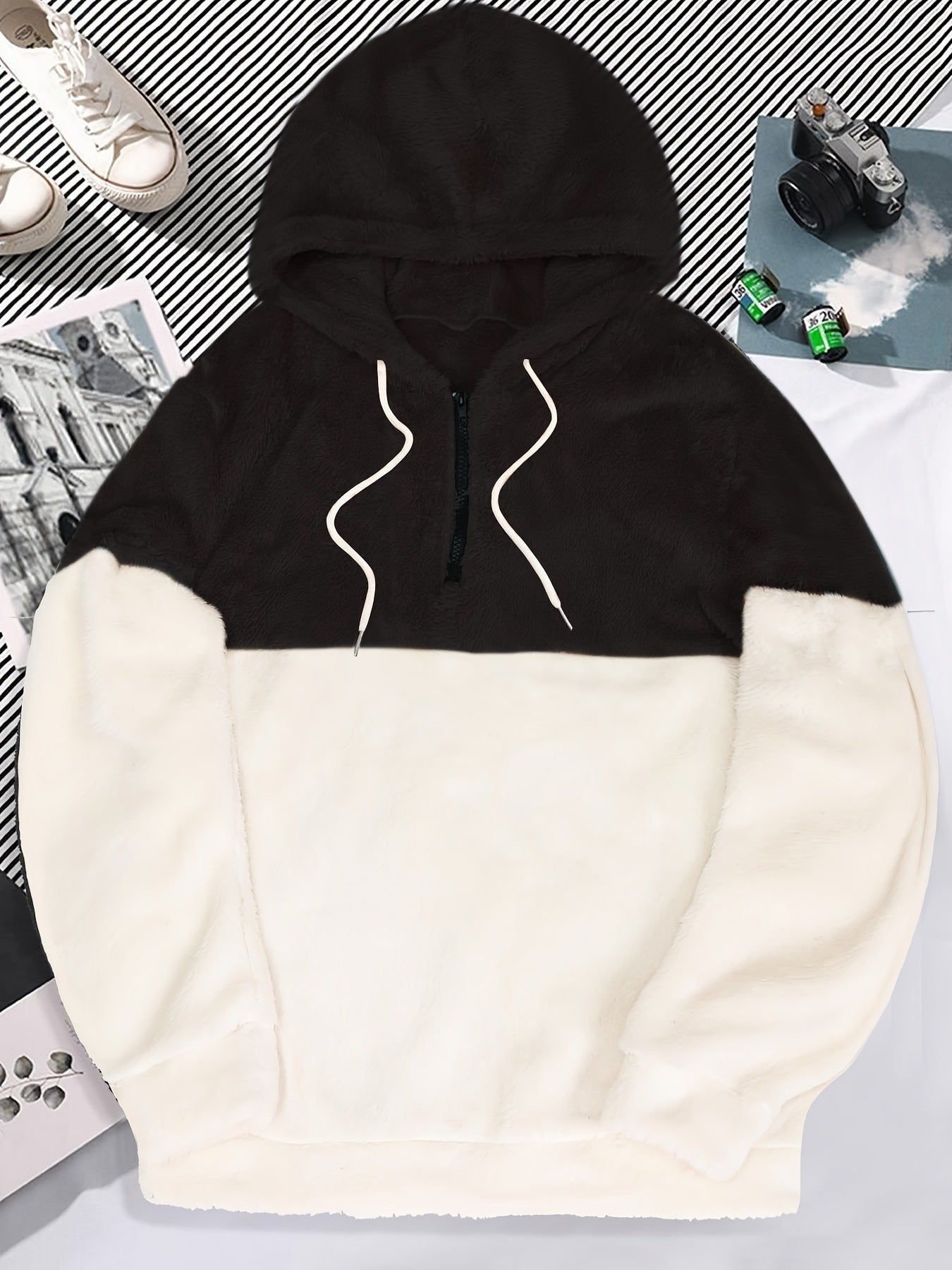 Sweat à capuche mi-fermeture à glissière pour homme